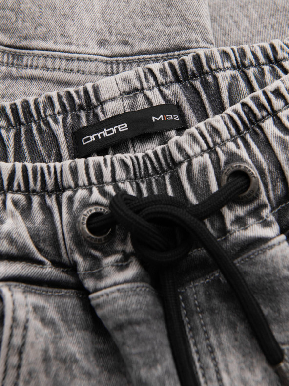 Ombre Clothing Moške hlače JOGGERY s tovornimi žepi na zadrgo sive barve Ombre Clothing