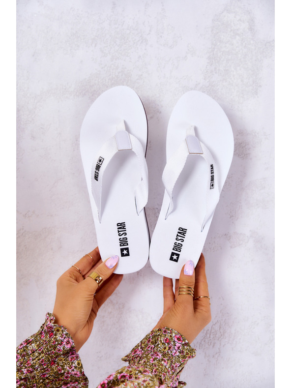 BIG STAR SHOES Ženske japonke na klinu Big Star bele barve