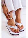 BIG STAR SHOES Ženske japonke na klinu Big Star bele barve