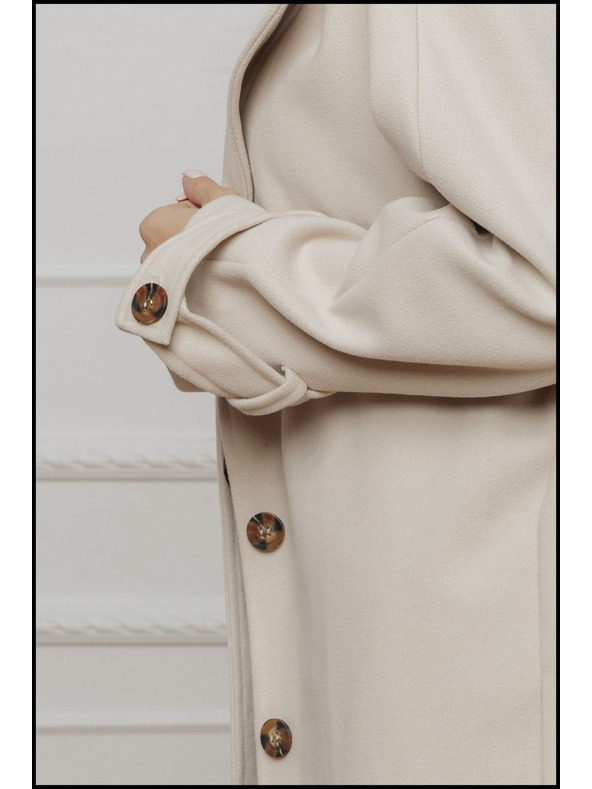 Edoti Bež ženski plašč s pasom Edoti