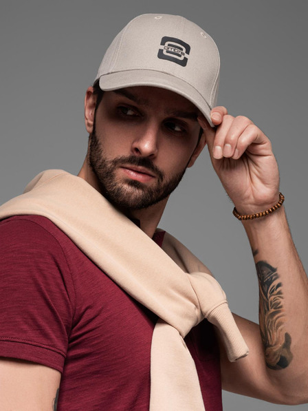 Ombre Clothing Moška bejzbolska kapa z logotipom sive barve Ombre Clothing