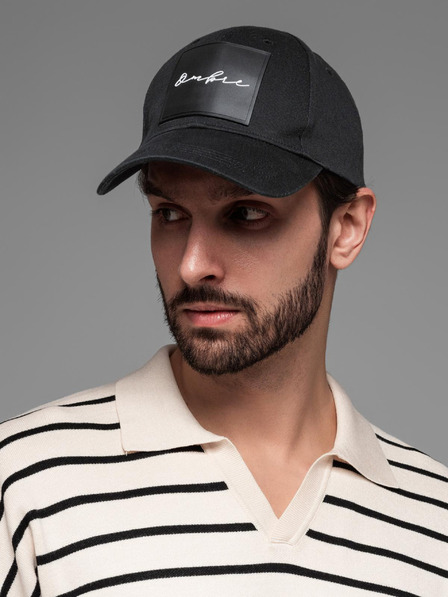 Ombre Clothing Moška bejzbolska kapa z velikim našitkom črna Ombre Clothing