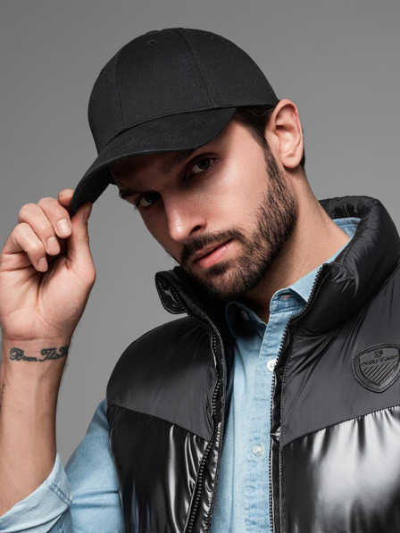 Ombre Clothing Moška bejzbolska kapa z okrasno vezenino črna Ombre Clothing