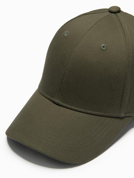 Ombre Clothing Moška kapa s šiltom in okrasno vezenino v barvi kaki Ombre Clothing