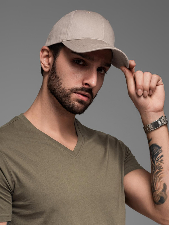 Ombre Clothing Moška bejzbolska kapa z okrasno vezenino bež Ombre Clothing