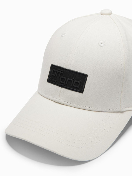 Ombre Clothing Moška kapa s šiltom in pravokotnim našitkom krem barve Ombre Clothing