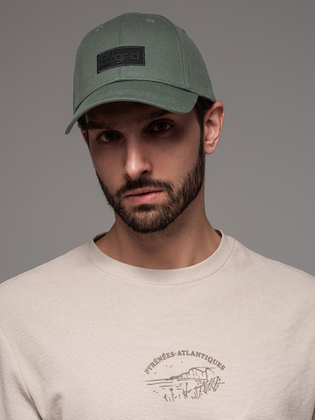 Ombre Clothing Moška bejzbolska kapa s pravokotnim našitkom zelena Ombre Clothing