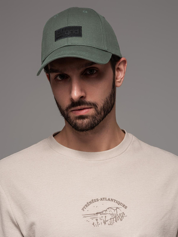 Ombre Clothing Moška bejzbolska kapa s pravokotnim našitkom zelena Ombre Clothing