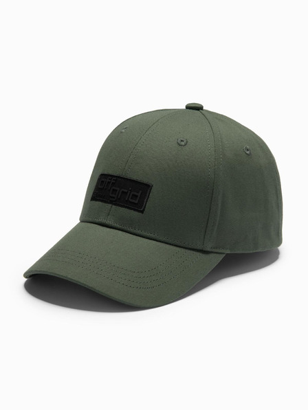Ombre Clothing Moška bejzbolska kapa s pravokotnim našitkom zelena Ombre Clothing
