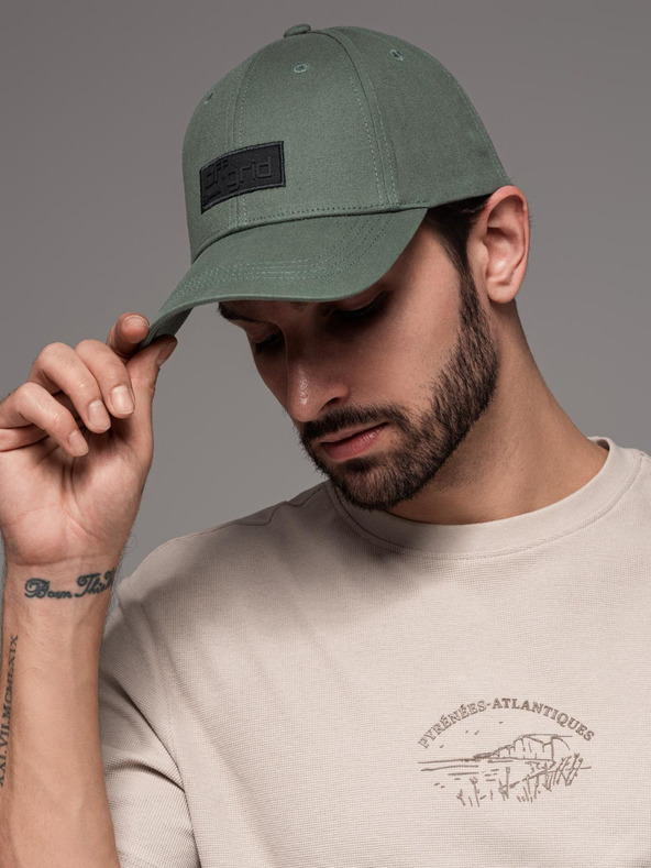 Ombre Clothing Moška bejzbolska kapa s pravokotnim našitkom zelena Ombre Clothing