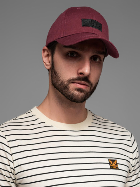Ombre Clothing Moška bejzbolska kapa s pravokotnim našitkom bordo barve Ombre Clothing