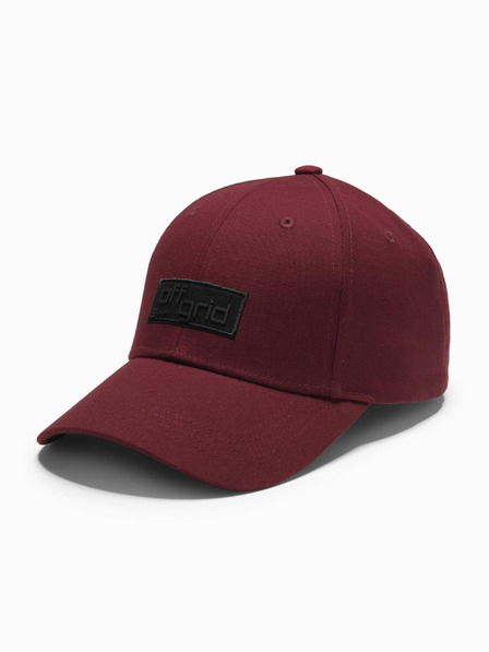 Ombre Clothing Moška bejzbolska kapa s pravokotnim našitkom bordo barve Ombre Clothing