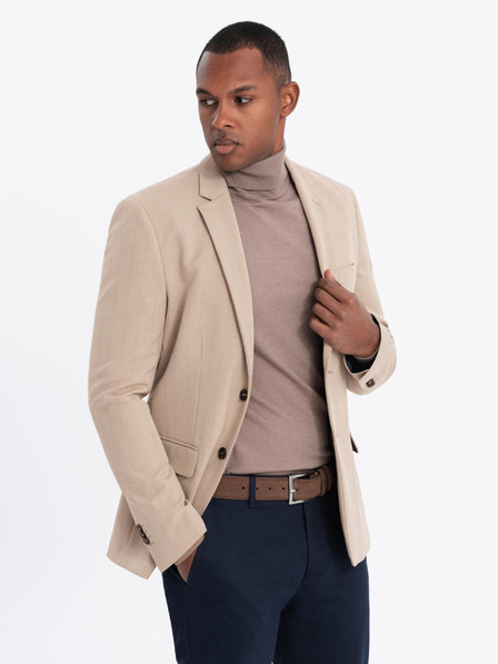 Ombre Clothing Elegantna moška bež jopica iz volnene mešanice Ombre Clothing