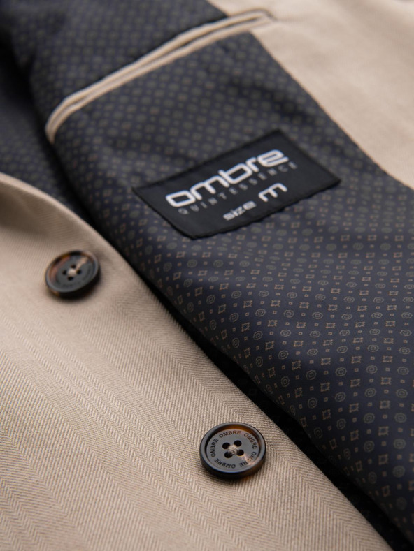 Ombre Clothing Elegantna moška bež jopica iz volnene mešanice Ombre Clothing