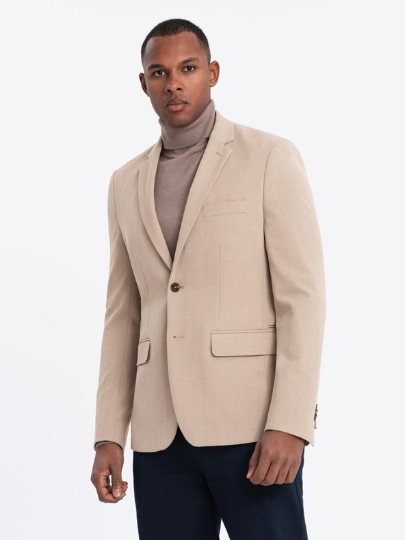 Ombre Clothing Elegantna moška bež jopica iz volnene mešanice Ombre Clothing