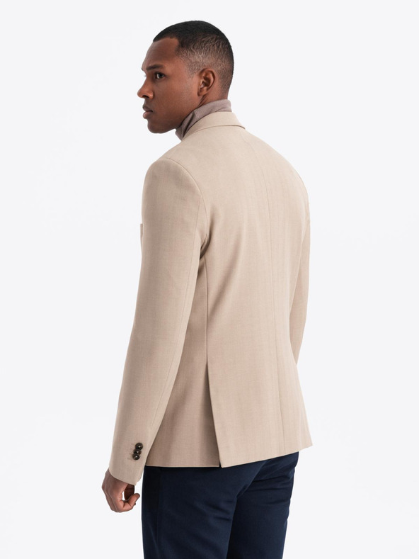 Ombre Clothing Elegantna moška bež jopica iz volnene mešanice Ombre Clothing