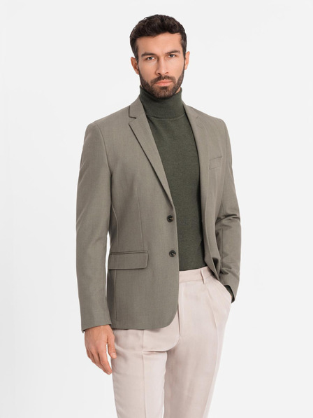 Ombre Clothing Elegantna moška jopica iz volnene mešanice Khaki Ombre Oblačila