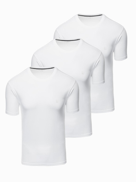 Ombre Clothing Komplet treh moških bombažnih majic BASIC z okroglim vratom Ombre Clothing