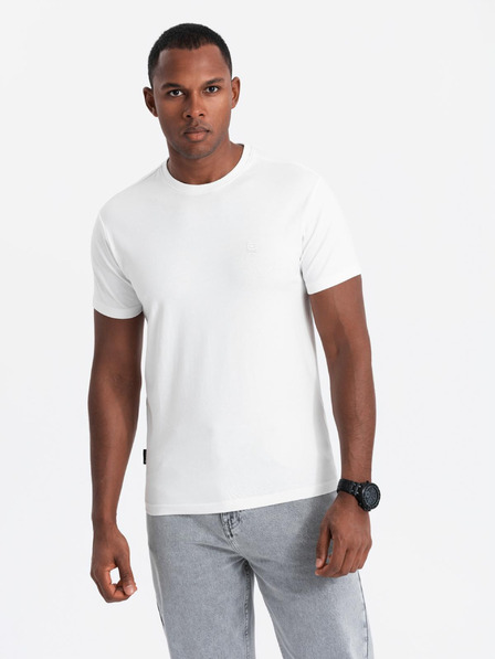 Ombre Clothing Komplet treh moških bombažnih majic BASIC z okroglim vratom Ombre Clothing