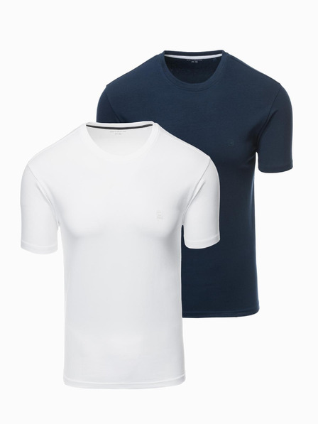 Ombre Clothing Komplet treh moških bombažnih majic BASIC z okroglim vratom Ombre Clothing