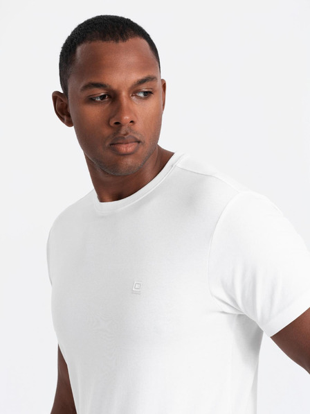 Ombre Clothing Komplet treh moških bombažnih majic BASIC z okroglim vratom Ombre Clothing