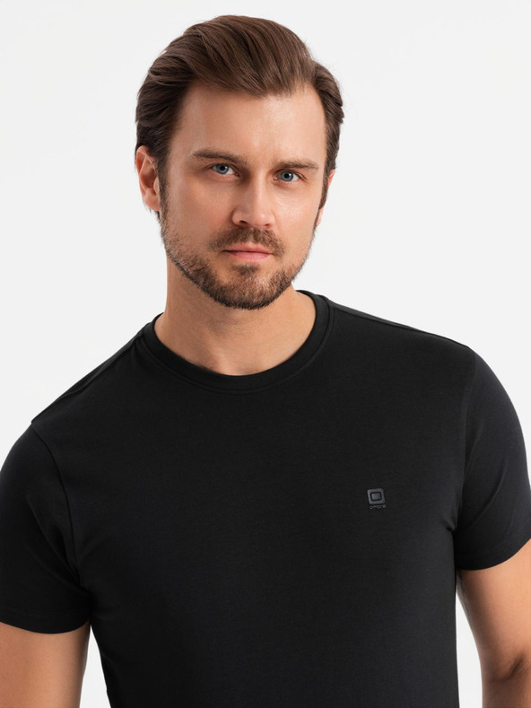 Ombre Clothing Komplet treh moških bombažnih majic BASIC z okroglim vratom Ombre Clothing