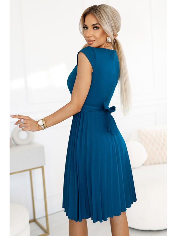 numoco Numoco Klasična obleka s kratkimi rokavi in pasom