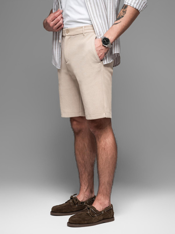 Ombre Clothing Moške bombažne športne hlače BASIC beige Ombre Oblačila