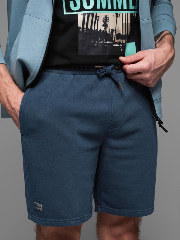 Ombre Clothing Moške bombažne športne hlače BASIC blue Ombre Oblačila