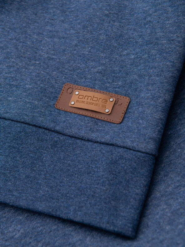 Ombre Clothing Moška majica s kapuco z gumbom navzdol modra Ombre Clothing