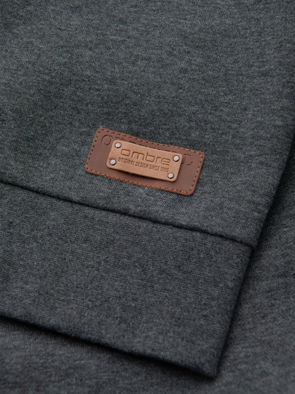 Ombre Clothing Moška jopa s kapuco z gumbi - grafitna melanž V4 OM-SSZP-0186 Ombre Clothing