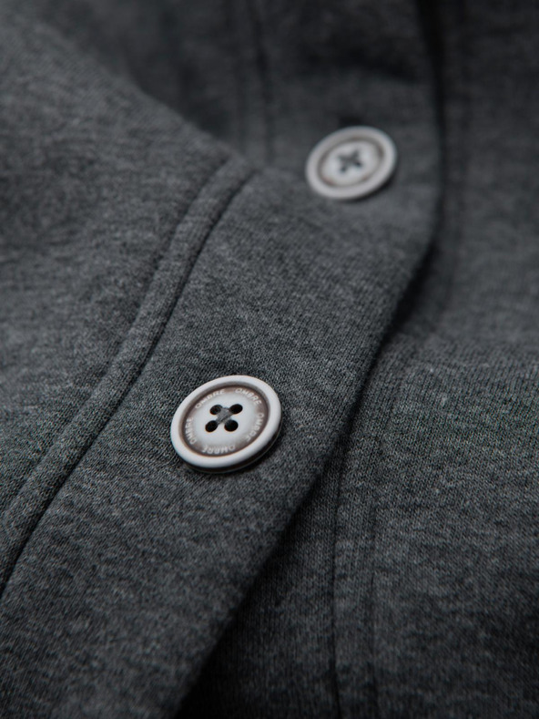 Ombre Clothing Moška jopa s kapuco z gumbi - grafitna melanž V4 OM-SSZP-0186 Ombre Clothing