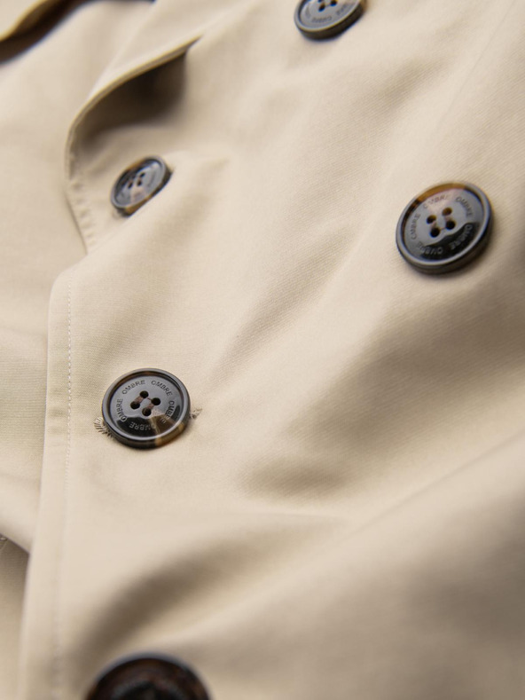 Ombre Clothing Eleganten moški plašč SLIM FIT s pasom bež barve Ombre Clothing