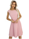 numoco Klasična obleka s kratkimi rokavi in pasom - pudrasto rožnata