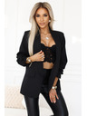 numoco Ženska klasična jakna z nabranimi rokavi - črna