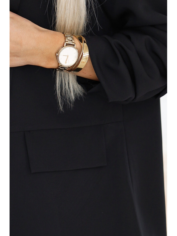 numoco Ženska klasična jakna z nabranimi rokavi - črna