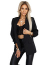 numoco Ženska klasična jakna z nabranimi rokavi - črna