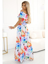numoco Dolga poletna obleka s pasom - pisan cvetlični vzorec Numoco