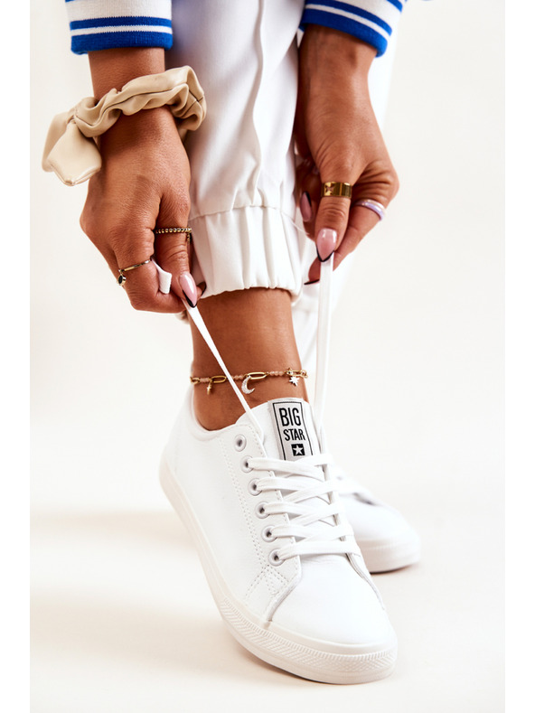 BIG STAR SHOES Ženske usnjene superge Big Star - Bela