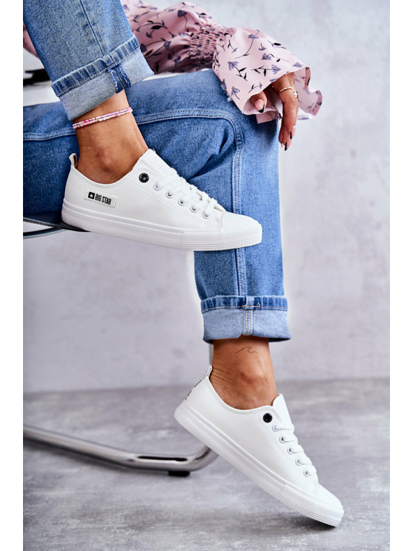 BIG STAR SHOES Ženski nizki usnjeni copati Big Star - beli