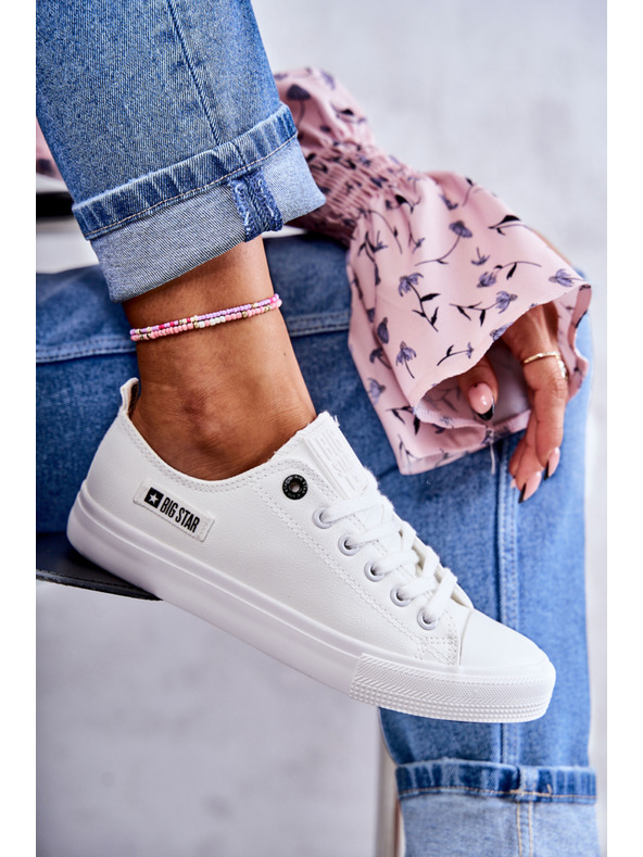 BIG STAR SHOES Ženski nizki usnjeni copati Big Star - beli