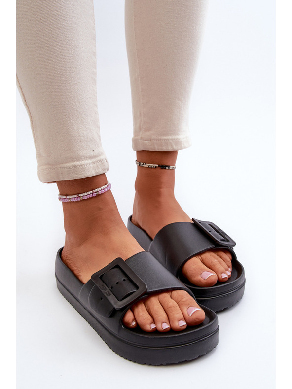 BIG STAR SHOES Ženski copati s peno na platformi in zaponko Big Star Black