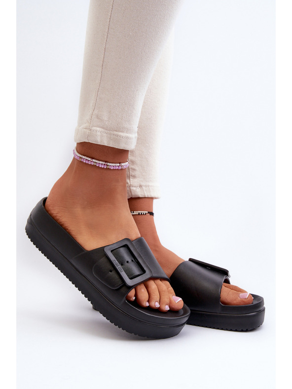 BIG STAR SHOES Ženski copati s peno na platformi in zaponko Big Star Black