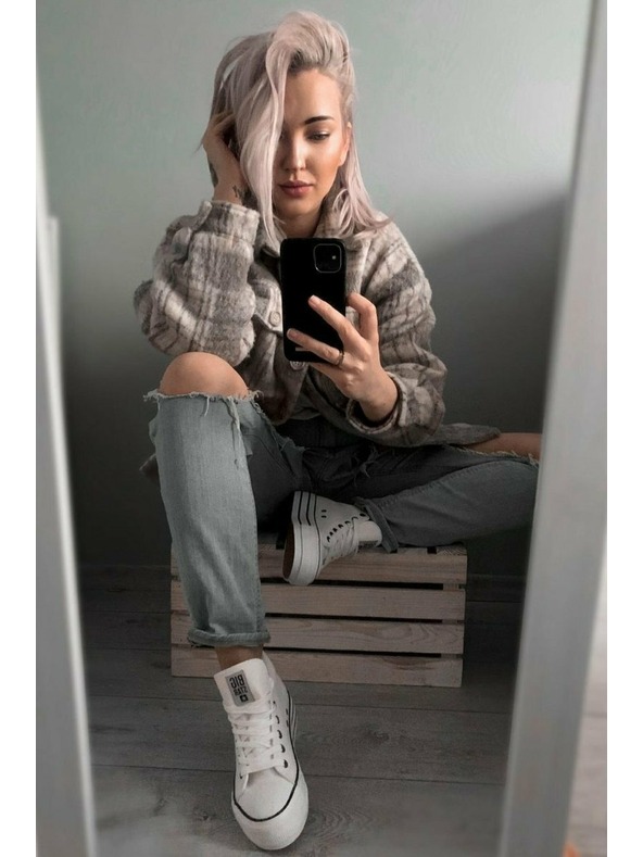 BIG STAR SHOES Ženski visoki copati Big Star - beli