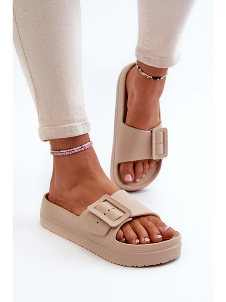 BIG STAR SHOES Ženski copati iz pene na platformi z zaponko Big Star bež
