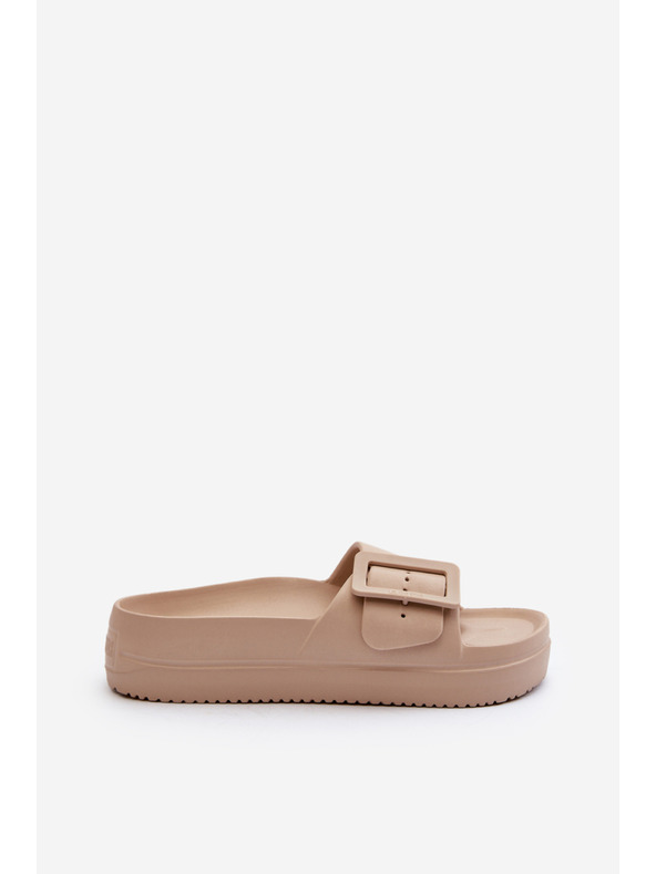 BIG STAR SHOES Ženski copati iz pene na platformi z zaponko Big Star bež