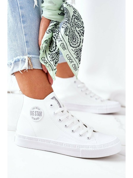 BIG STAR SHOES Ženski usnjeni visoki copati Big Star White