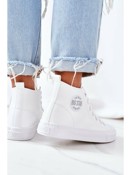 BIG STAR SHOES Ženski usnjeni visoki copati Big Star White