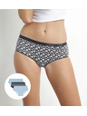 DIM DIM LES POCKETS COTTON BOXER 3x - ženske bombažne spodnjice 3 kosi - črne - svetlo modre - bele