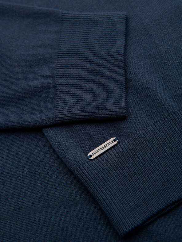 Ombre Clothing Moški pleteni pulover s strukturiranimi pikami - temno modra barva Ombre Clothing